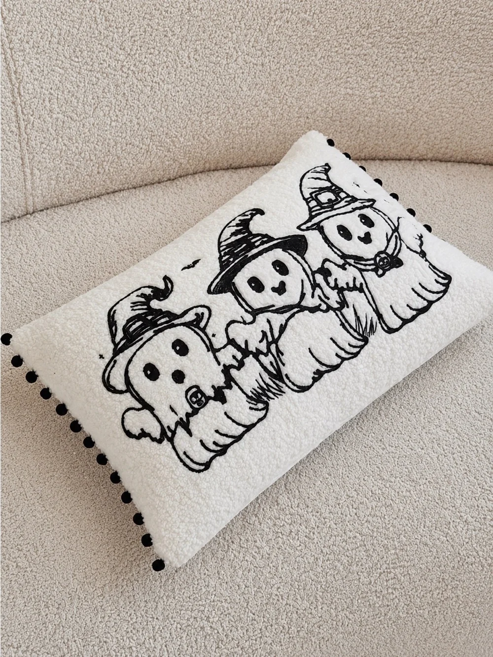 Ghost Halloween Lumbar Pillow Cover 12x20 Farmhouse Decor